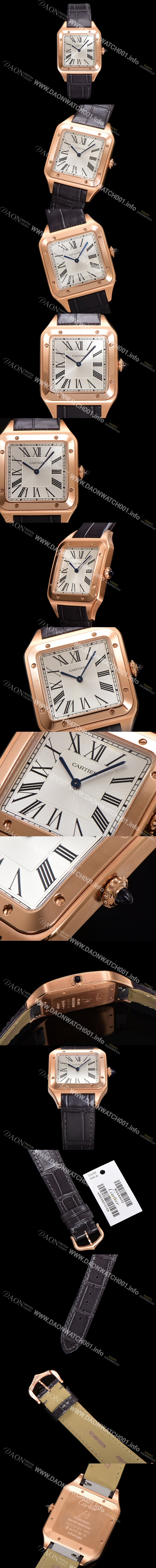 SA급 까르띠에 남성용 산토스 WSSA0022 쿼츠 46.6mm L 사이즈 쿼츠 18K 로즈골드 화이트 다이얼 car69322 xx