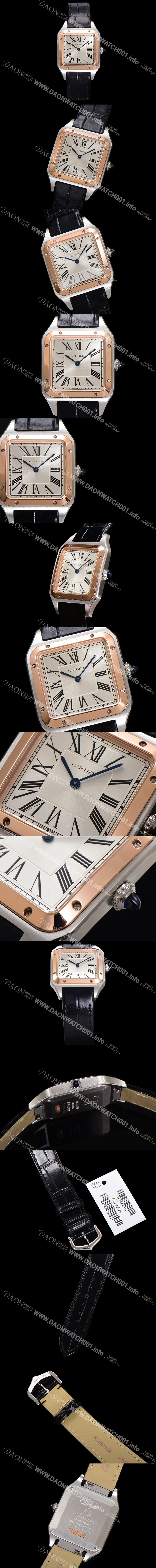 SA급 까르띠에 남여공용 산토스 W2SA0019 쿼츠 43.5mm M 사이즈 18K 로즈골드 화이트 다이얼 car69324 xx