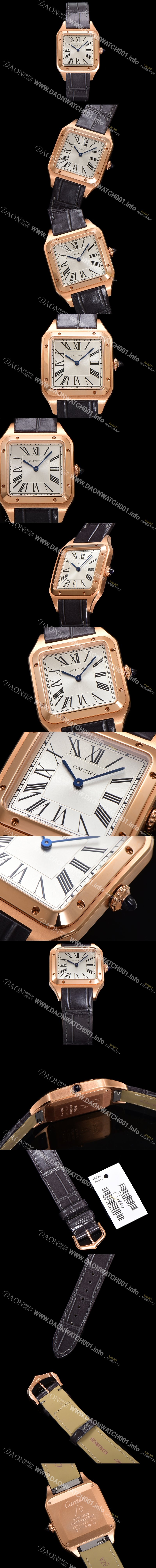 SA급 까르띠에 남여공용 산토스 WGSA0021 쿼츠 43.5mm M 사이즈 18K 로즈골드 화이트 다이얼 car69325 xx