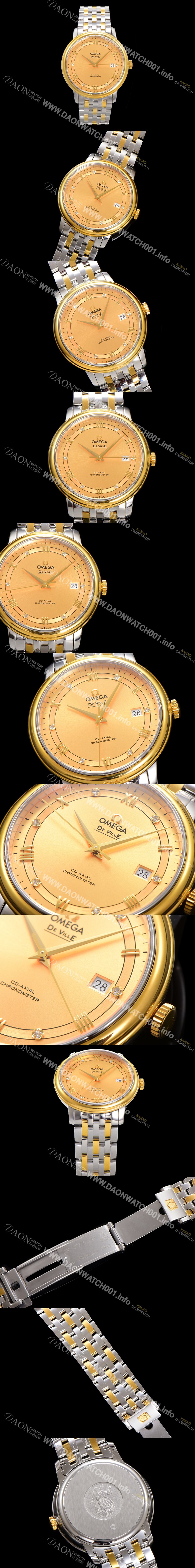 SA급 오메가 남성용 드빌 프레스티지 424.20.40.20.58.001 오토매틱 Cal.8800타입 39.5mm 18K 옐로우골드 메탈줄 골드 다이얼 omg20203 xx