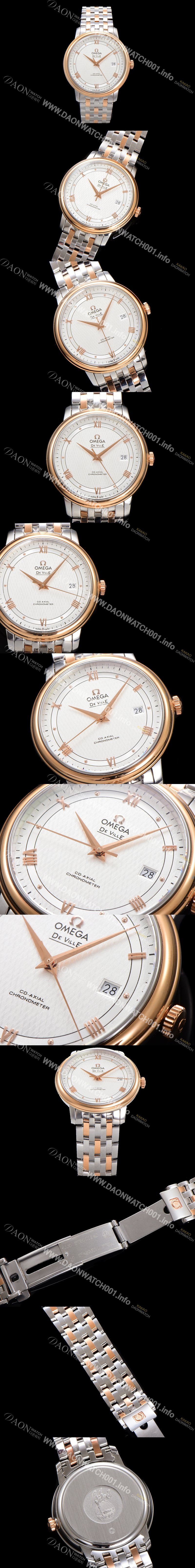 SA급 오메가 남성용 드빌 프레스티지 424.20.40.20.02.002 오토매틱 Cal.8800타입 39.5mm 18K 로즈골드 메탈줄 화이트 다이얼 omg20204 xx