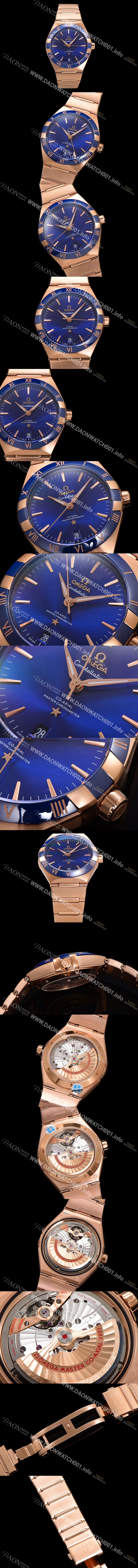 SA급 오메가 남성용 1:1수제공정! 131.63.41.21.03.001 무브UP 컨스틸레이션 코-엑시얼 마스터 오토매틱 Cal.8900타입 41mm 18K 로즈골드 메탈줄 블루 다이얼 omg20186 xx