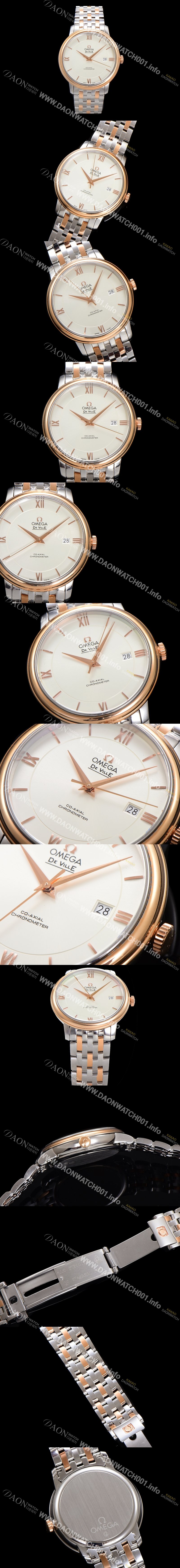 SA급 오메가 남성용 드빌 프레스티지 424.20.37.20.02.002 오토매틱 Cal.8800타입 39.5mm 18K 로즈골드 메탈줄 화이트 다이얼 omg20200 xx