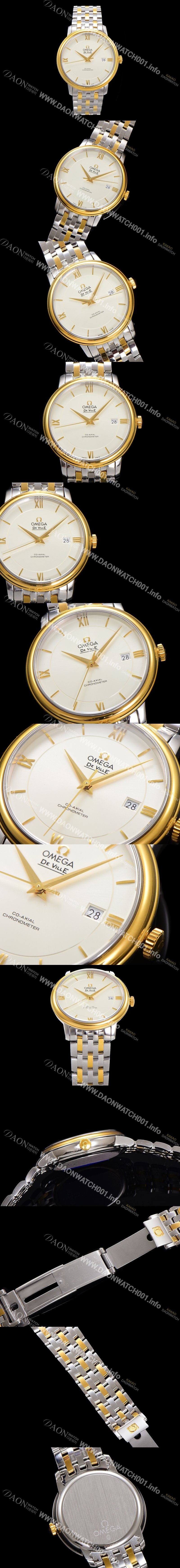 SA급 오메가 남성용 드빌 프레스티지 424.20.37.20.02.001 오토매틱 Cal.8800타입 39.5mm 18K 옐로우골드 메탈줄 화이트 다이얼 omg20201 xx