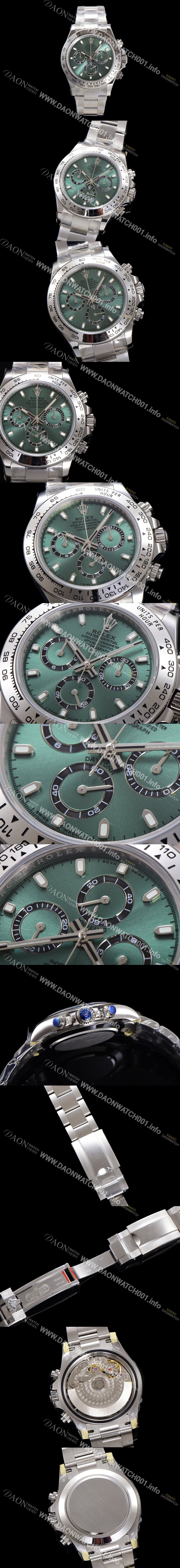 SA급 로렉스 남성용 코스모그래프 데이토나 40mm 크로노그래프 7750 오토매틱 무브먼트 그린 다이얼 rol5339 xx
