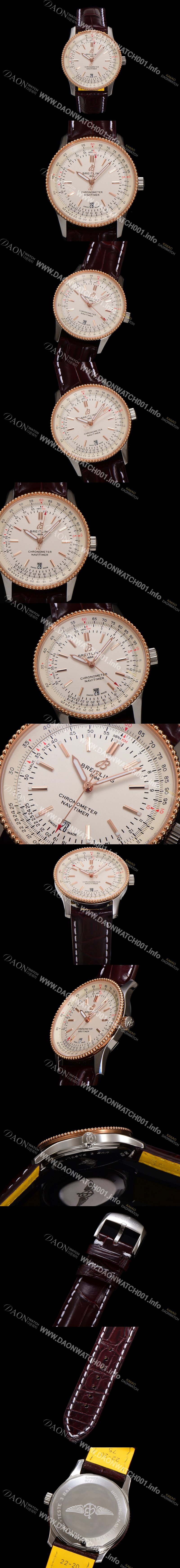 SA급 브라이틀링 남성용 네비타이머 U17326211G1P1 크로노그래프 오토매틱 2824 타입 41mm 가죽줄 화이트 다이얼 bre6043 xx