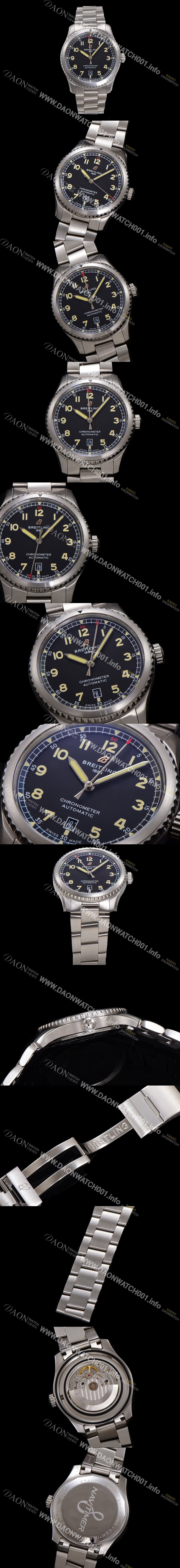 SA급 브라이틀링 남성용 네비타이머 A17314101B1A1 오토매틱 2824 타입 41mm 메탈줄 블랙 다이얼 bre6053 xx