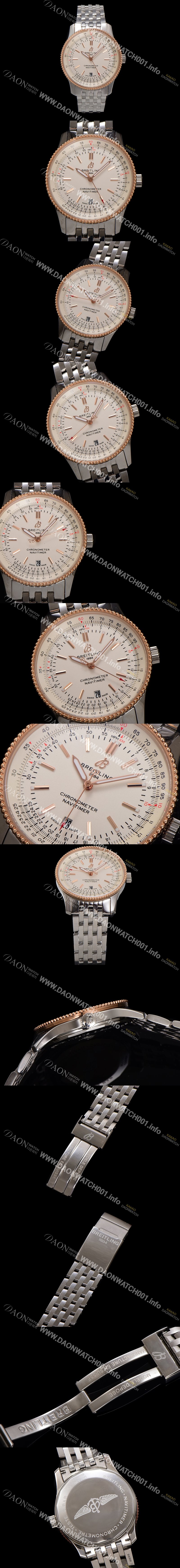 SA급 브라이틀링 남성용 네비타이머 U17326211G1A1 크로노그래프 오토매틱 2824 타입 41mm 메탈줄 화이트 다이얼 bre6034 xx