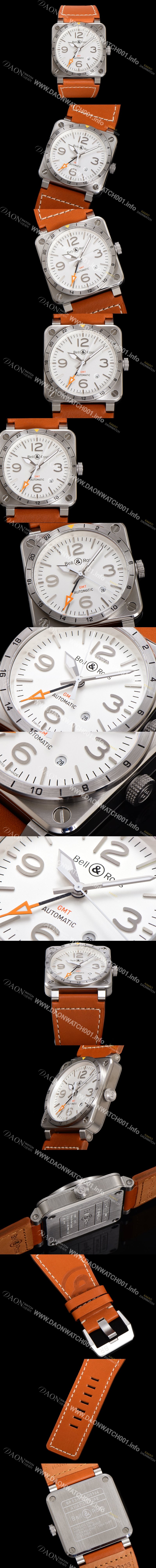 SA급 벨엔로즈 남성용 인스트루먼트03 BR0393-GMT-STSCA 오토매틱 2836타입 42mm 우레탄줄 화이트 다이얼 bel4118 xx