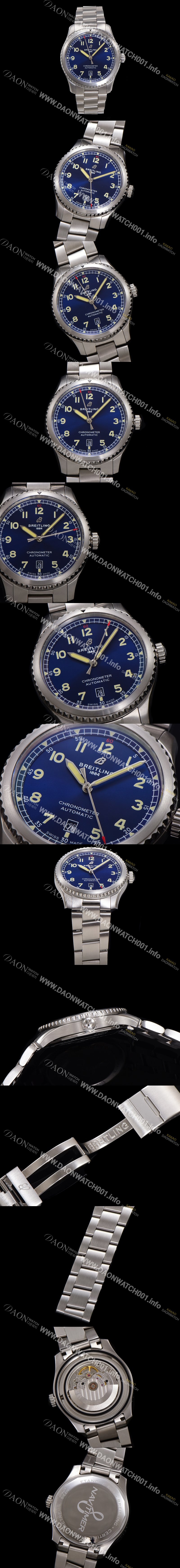 SA급 브라이틀링 남성용 네비타이머 A17314101C1A1 오토매틱 2824 타입 41mm 메탈줄 블루 다이얼 bre6054 xx