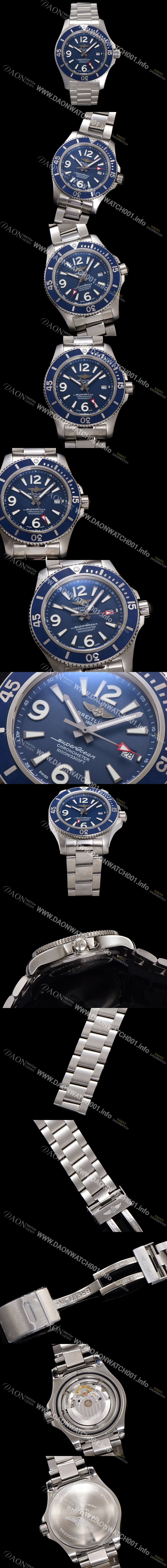 SA급 브라이틀링 남성용 슈퍼오션 A17366D81C1S2 오토매틱 2824타입 42mm 메탈줄 블루 다이얼 bre6046 xx