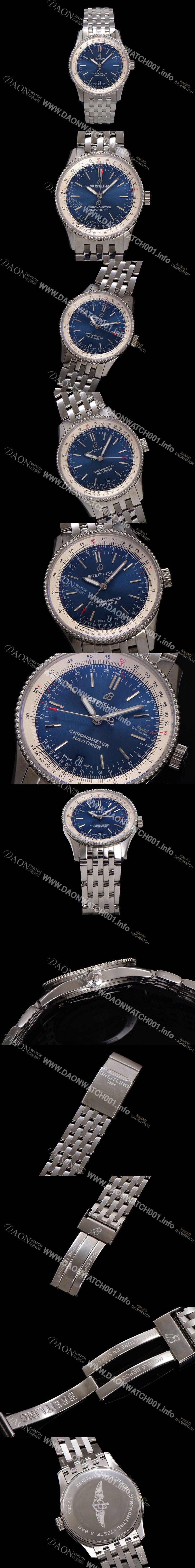 SA급 브라이틀링 남성용 네비타이머 A17325211C1A1 크로노그래프 오토매틱 2824타입 38mm 메탈줄 블루 다이얼 bre6025 xx