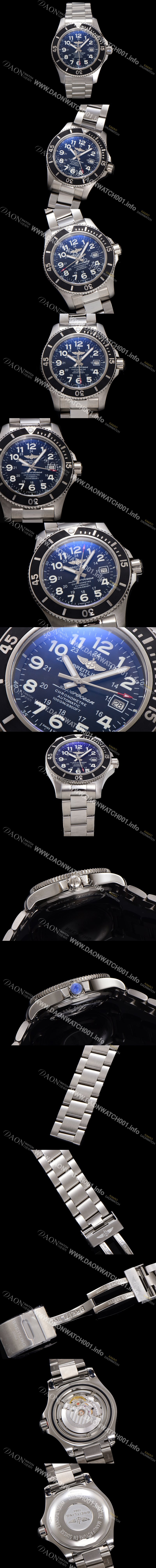 SA급 브라이틀링 남성용 슈퍼오션 A17392D71B1A1 오토매틱 2824타입 44mm 메탈줄 블랙 다이얼 bre6048 xx