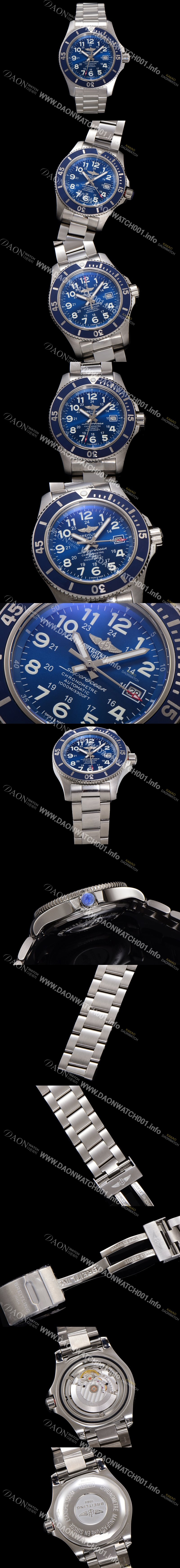 SA급 브라이틀링 남성용 슈퍼오션 A17392D81C1A1 오토매틱 2824타입 44mm 메탈줄 블루 다이얼 bre6049 xx