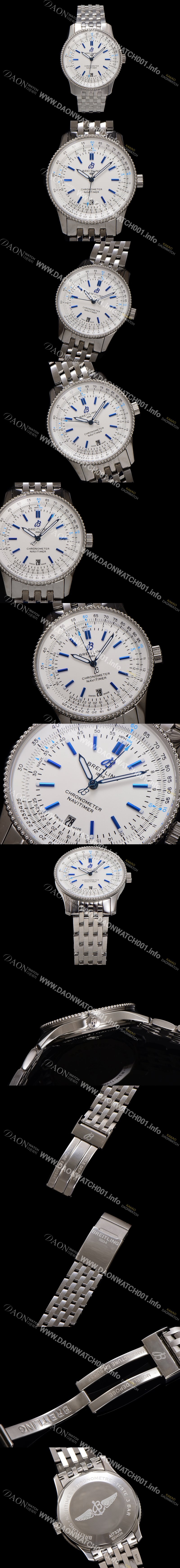 SA급 브라이틀링 남성용 네비타이머 A173263A1G1P1 크로노그래프 오토매틱 2824 타입 41mm 메탈줄 화이트 다이얼 bre6030 xx