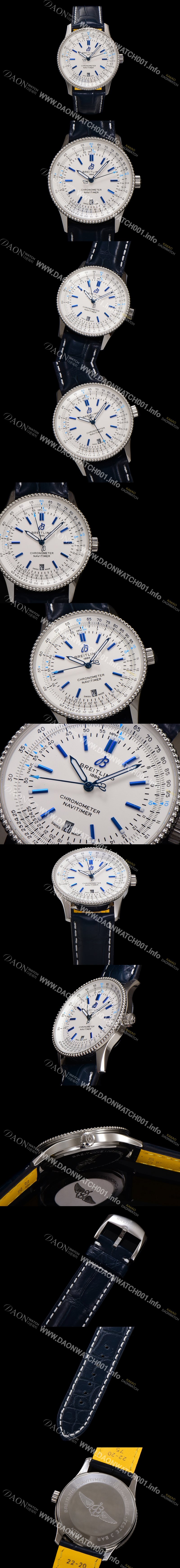 SA급 브라이틀링 남성용 네비타이머 A173263A1G1P1 크로노그래프 오토매틱 2824 타입 41mm 가죽줄 화이트 다이얼 bre6041 xx