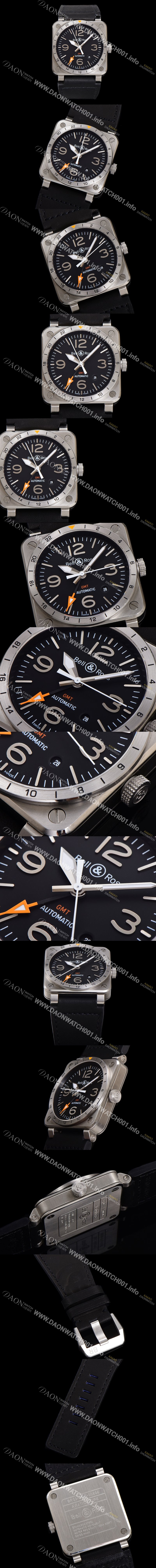 SA급 벨엔로즈 남성용 인스트루먼트03 BR0393-GMT-STSCA 오토매틱 2836-타입 42mm 우레탄줄 블랙 다이얼 bel4116 xx