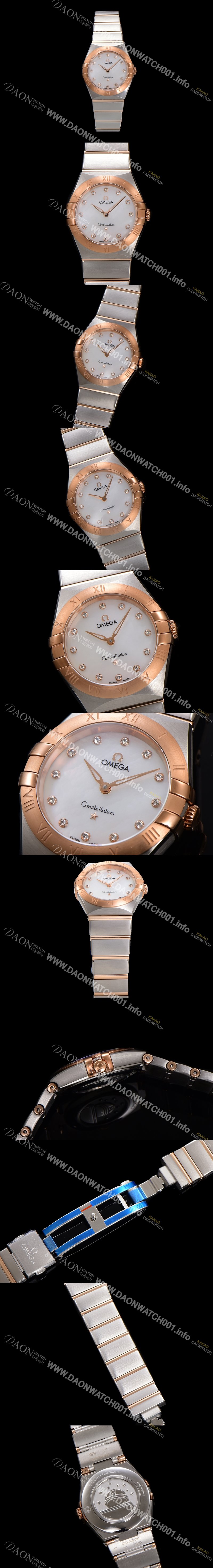 SA급 오메가 여성용 컨스틀레이션 131.20.28.60.55.001 로즈골드 28mm 쿼츠 무브먼트 화이트 자개 다이얼 omg0153 xx