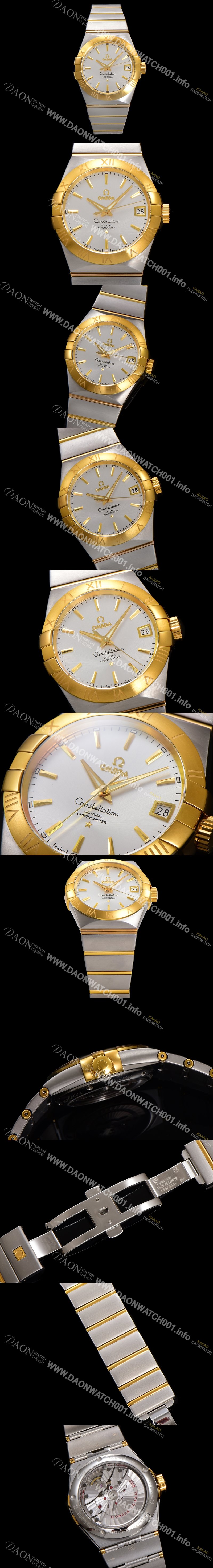 SA급 오메가 남성용 컨스틀레이션 123.20.38.21.02.002 18k 옐로우골드 38mm 오토매틱 8500타입 실버 다이얼 omg0155 xx