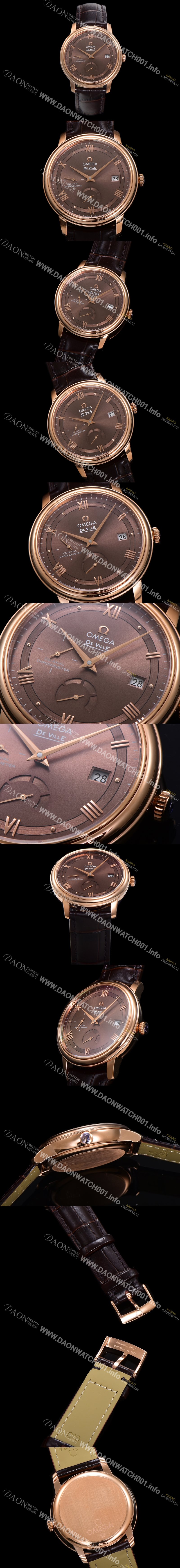 SA급 오메가 남성용 드빌 424.23.40.21.13.001 프레스티지 코-액시얼 39.5mm  18K 로즈골드 오토매틱 Cal.2627 타입 빈티지 브라운 다이얼 omg0174 xx