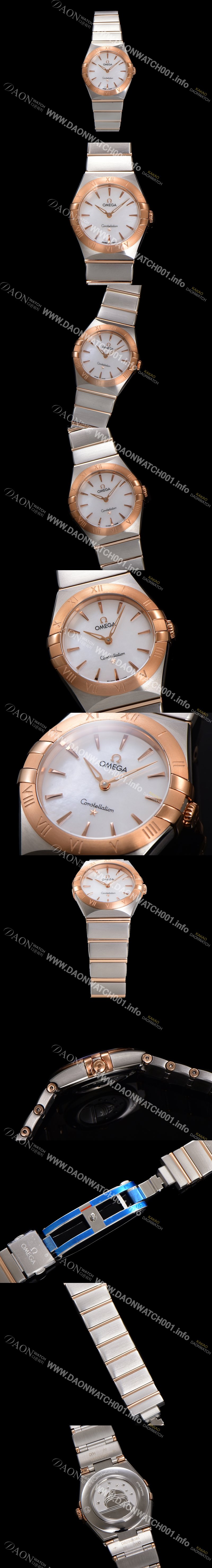SA급 오메가 여성용 컨스틀레이션 131.20.28.60.05.001 로즈골드 28mm 쿼츠 무브먼트 화이트 자개 다이얼 omg0154 xx