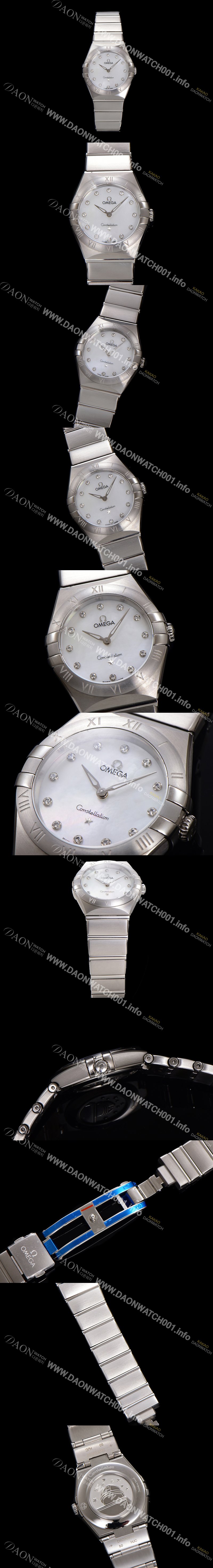SA급 오메가 여성용 컨스틀레이션 131.10.28.60.55.001 쿼츠 무브먼트 28mm 화이트 자개 다이얼 omg0144 xx