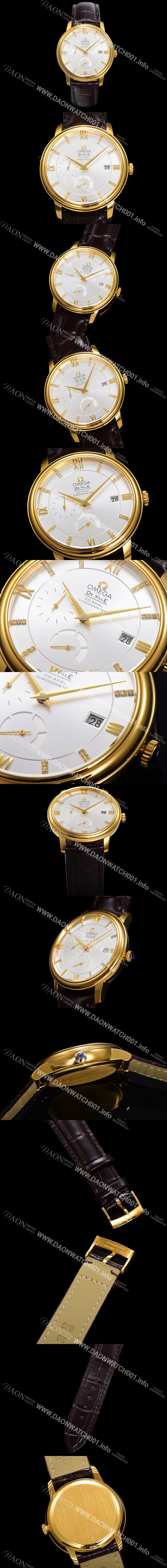 SA급 오메가 남성용 드빌 424.53.40.21.52.001 프레스티지 코-액시얼 39.5mm  18K 옐로우골드 오토매틱 Cal.2627 타입 블루 다이얼 omg0178 xx