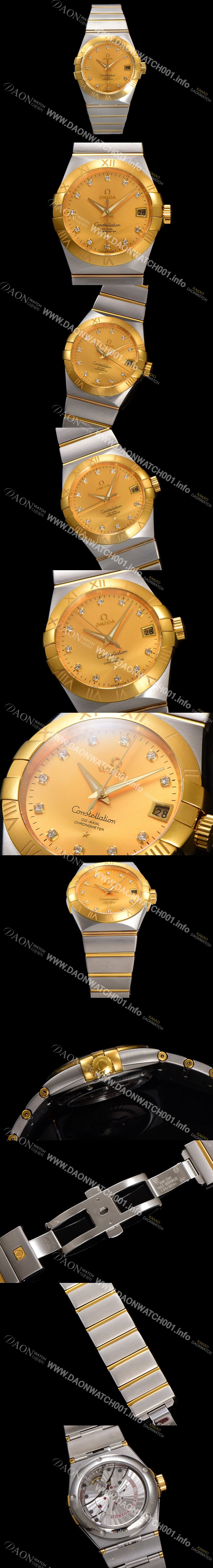 SA급 오메가 남성용 컨스틀레이션 123.20.38.21.58.001 18k 옐로우골드 38mm 오토매틱 8500타입 샴페인 다이얼 omg0159 xx