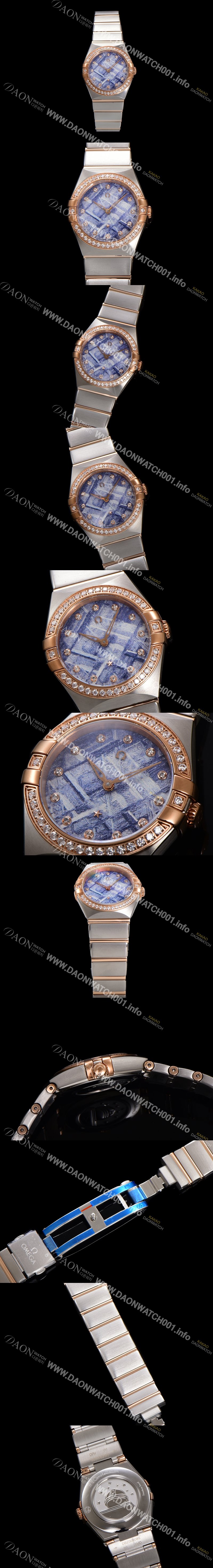 SA급 오메가 여성용 컨스틀레이션 131.25.28.60.99.001 로즈골드 다이아몬드 세팅 베젤 28mm 쿼츠 무브먼트 메테오라이트 다이얼 omg0150 xx