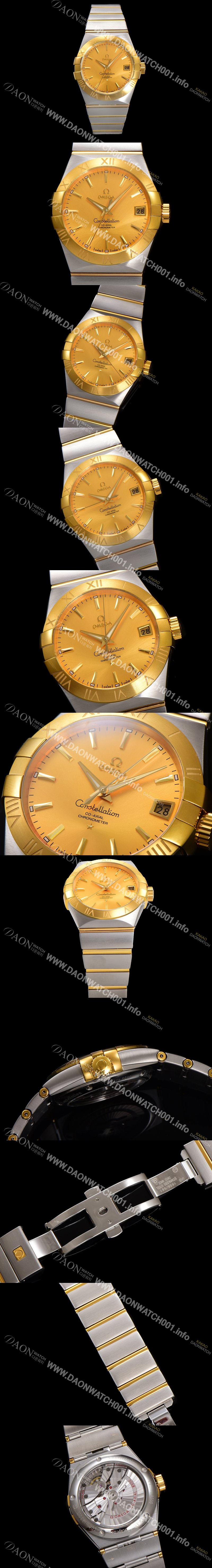 SA급 오메가 남성용 컨스틀레이션 123.20.38.21.08.001 18k 옐로우골드 38mm 오토매틱 8500타입 샴페인 다이얼 omg0160 xx