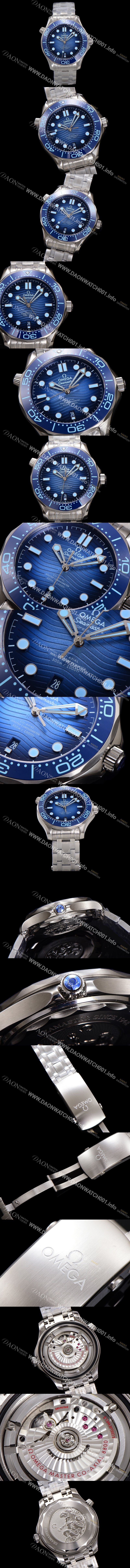 SA급 오메가 남성용 시마스터 210.30.42.20.03.003 다이버 300M 마스터 코-액시얼 42mm 오토매틱 Cal.8800타입 썸머 블루 다이얼 omg0181 xx
