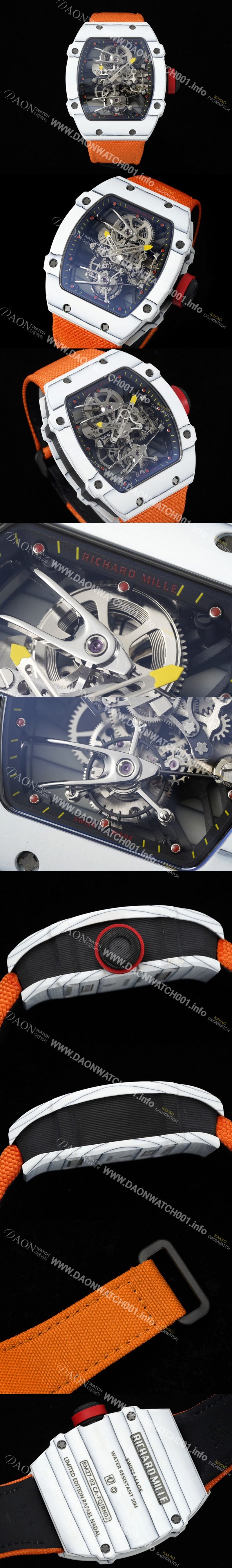 SA급 리차드밀레 남성용 RM27-02 투어빌론 라파엘 나달 47mm 기계식 수동형 무브먼트 스켈레톤 다이얼 ric0272 xx