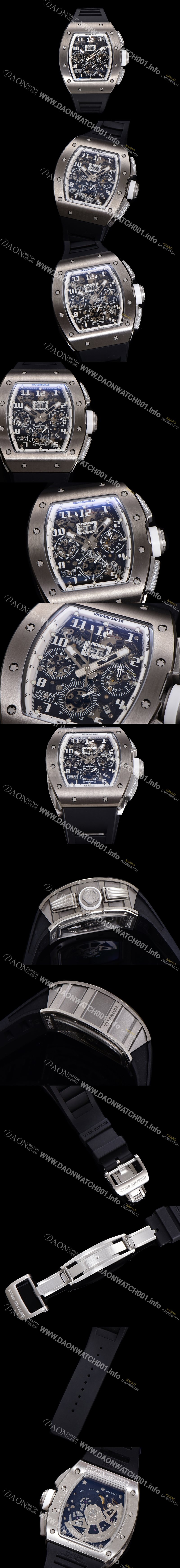 SA급 리차드밀레 남성용 RM11-FM 티타늄 케이스/스텐레스 스틸 베젤 크로노그래프 50mm 오토매틱 무브먼트 스켈레톤 다이얼 ric0254 xx