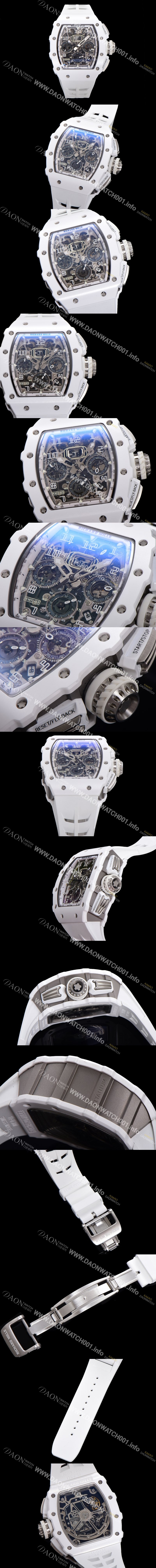 SA급 리차드밀레 남성용 RM11-03 티타늄 케이스/블랙 PVD코딩 베젤 크로노그래프 50mm 오토매틱 무브먼트 스켈레톤 다이얼 ric0257 xx