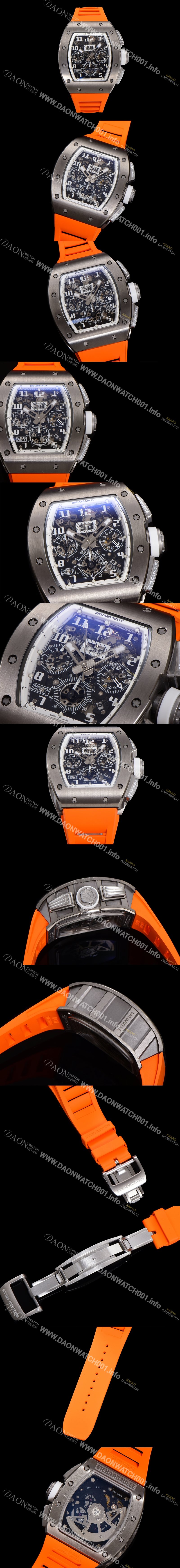 SA급 리차드밀레 남성용 RM11-FM 티타늄 케이스/스텐레스 스틸 베젤 크로노그래프 50mm 오토매틱 무브먼트 스켈레톤 다이얼 ric0249 xx