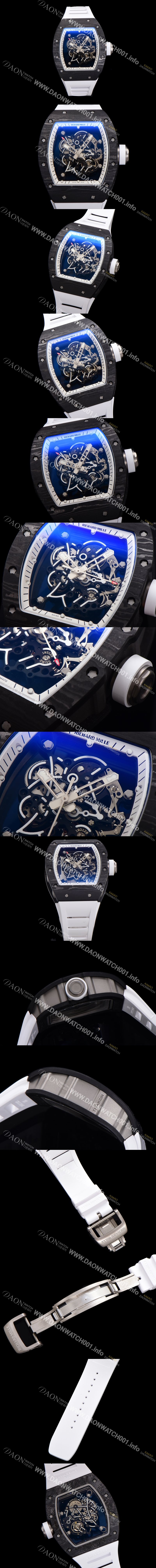 SA급 리차드밀레 남성용 RM055 NTPT 카본 케이스 50mm 스켈레톤 다이얼 기계식 수동형 무브먼트 ric0259 xx