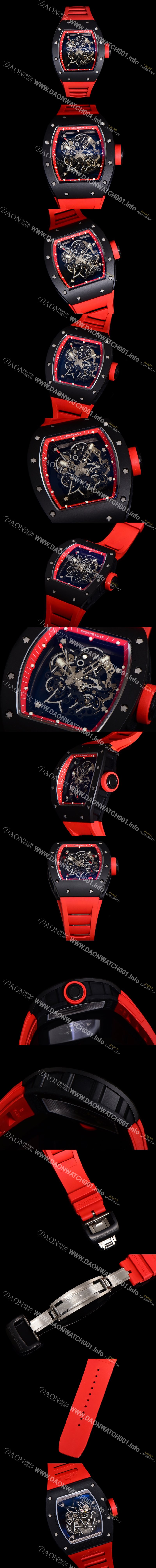 SA급 리차드밀레 남성용 RM055 부바왓슨 세라믹 50mm 기계식 수동형 무브먼트 스켈레톤 다이얼 ric0311 xx