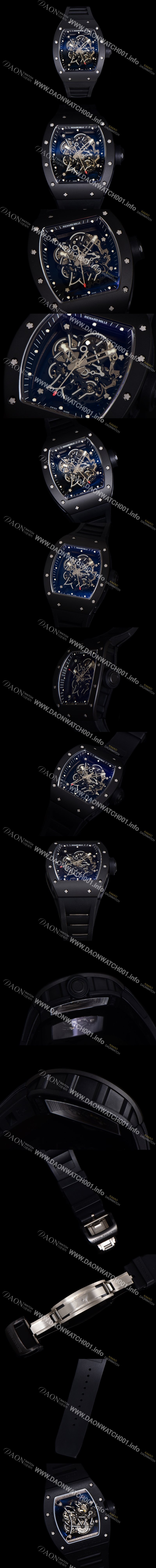 SA급 리차드밀레 남성용 RM055 부바왓슨 세라믹 50mm 기계식 수동형 무브먼트 스켈레톤 다이얼 ric0314 xx