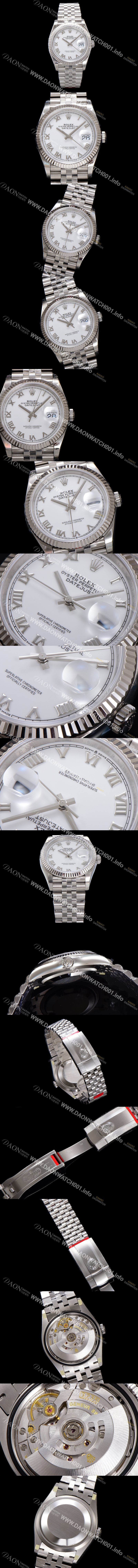 SA급 로렉스 남성용 904L스틸!! 신형 데이저스트 36mm II m126234-0025 오토매틱 Cal.3235 무브먼트 로마인덱스 화이트 다이얼 rol5385 xx