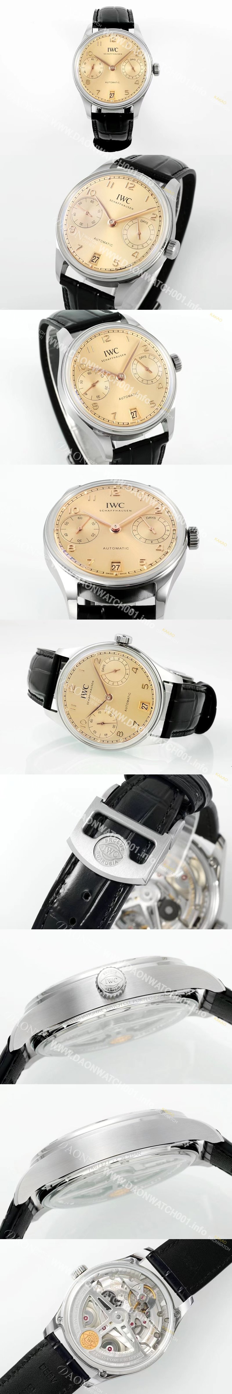 SA급 아이더블유씨 남성용 포루투기즈 IW501705 세븐데이즈 42mm 오토매틱 무브먼트 골드 다이얼 iwc4102 xx