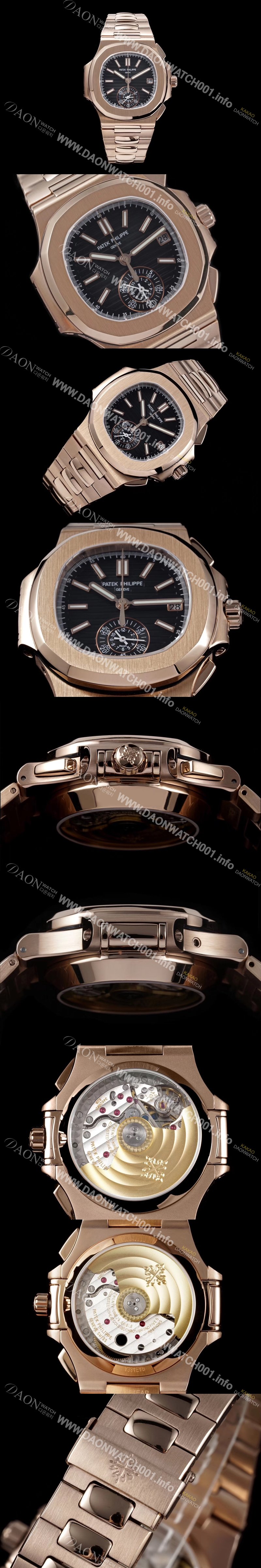 SA급 파텍필립 남성용 노틸러스 5980/1R-001 18k 로즈골드 오토매틱 Cal.CH 28-520 C 타입 40.5mm 메탈줄 블랙 다이얼 pat2229 xx