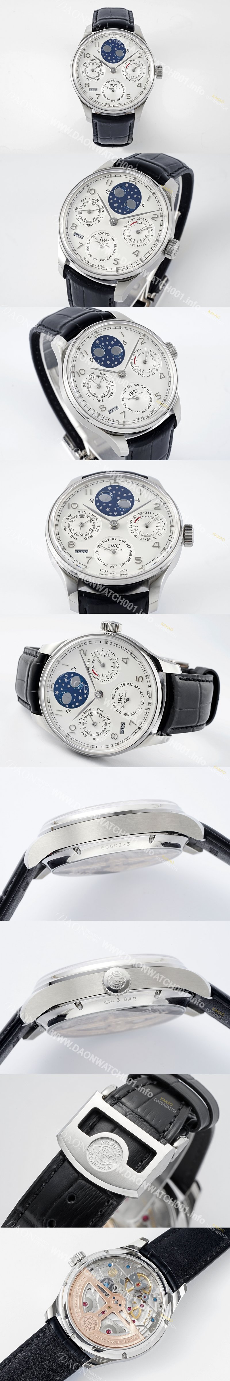 SA급 아이더블유씨 남성용 포루투기즈 IW503406 퍼페추얼 캘린더 더블 문 플래티넘 44mm 오토매틱 무브먼트 화이트 다이얼 iwc4104 xx