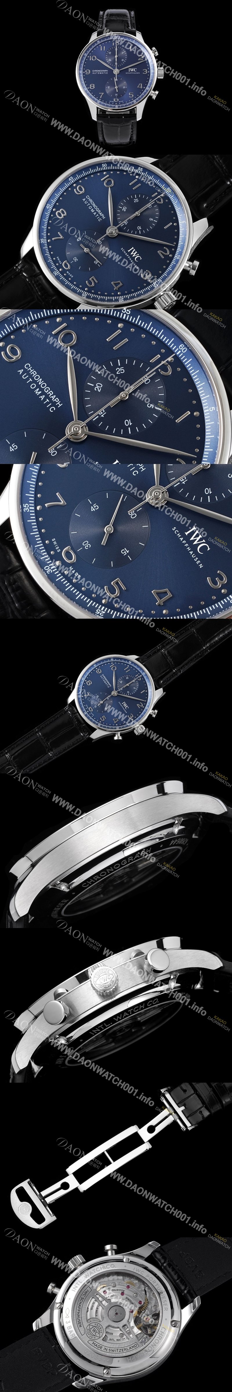 SA급 아이더블유씨 남성용 신상품 / 포르투기즈 IW371606 크로노그래프 오토매틱 Cal.69355 타입 41미리 가죽줄 블루 다이얼 iwc4091 xx
