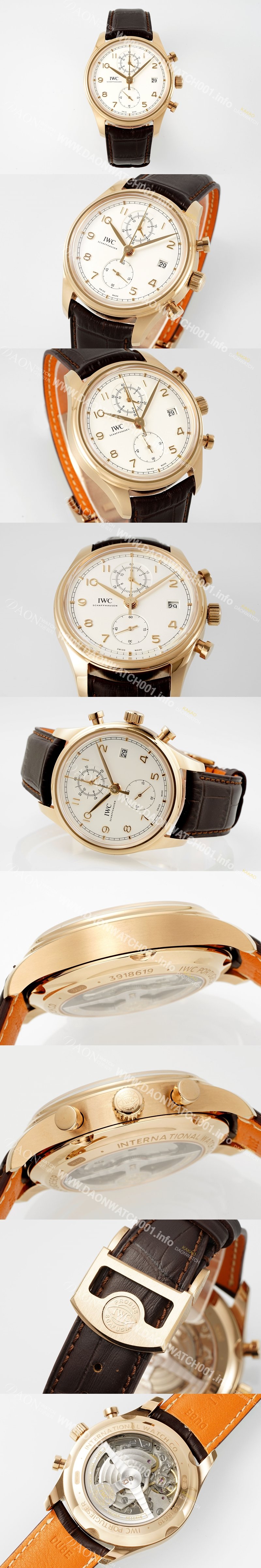 SA급 아이더블유씨 남성용 포루투기즈 IW390301 18k 로즈골드 42mm 크로노그래프 오토매틱 무브먼트 화이트 다이얼 iwc4096 xx