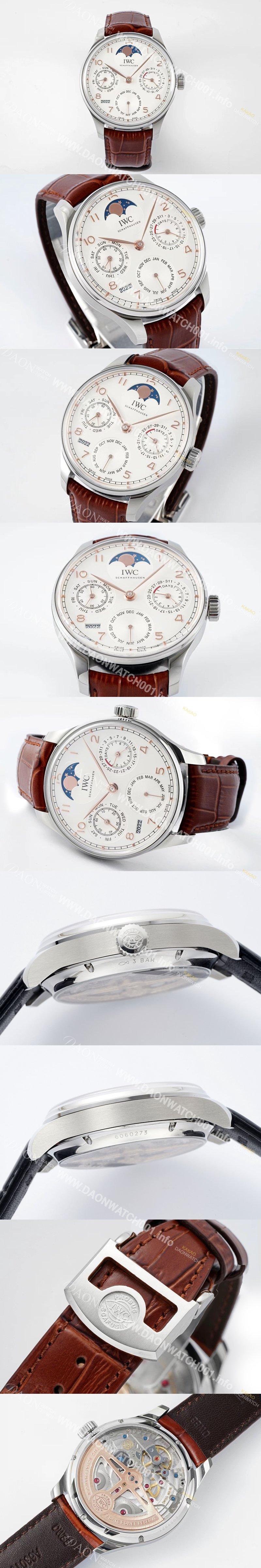 SA급 아이더블유씨 남성용 포루투기즈 IW503307 퍼페추얼 캘린더 싱글 문 44mm 오토매틱 무브먼트 화이트 다이얼 iwc4107 xx