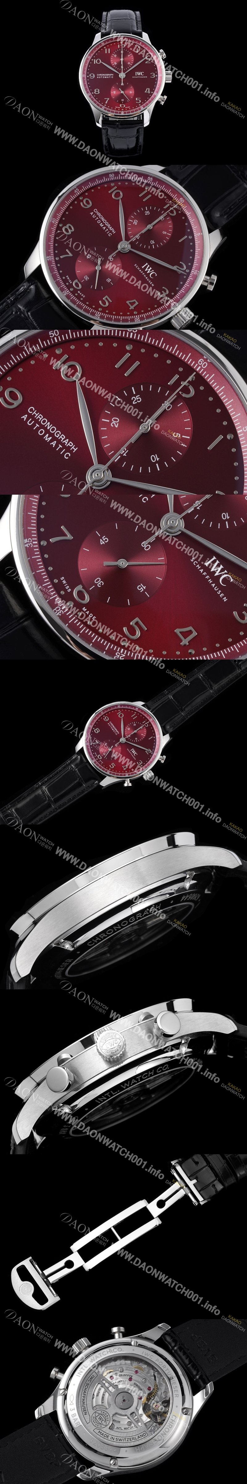 SA급 아이더블유씨 남성용 신상품 / 포르투기즈 IW371616 크로노그래프 오토매틱 Cal.69355 타입 41미리 가죽줄 레드 다이얼 iwc4092 xx