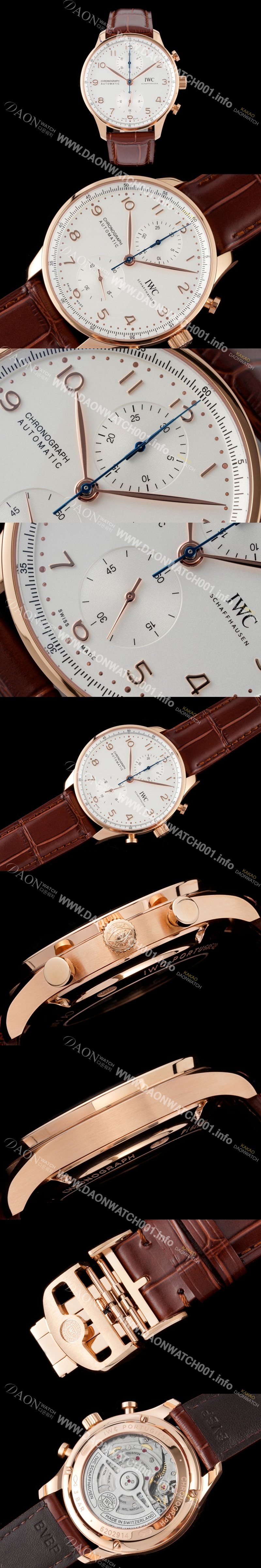 SA급 아이더블유씨 남성용 신상품 / 포르투기즈 IW371611 크로노그래프 오토매틱 Cal.69355 타입 41미리 가죽줄 화이트 다이얼 iwc4093 xx
