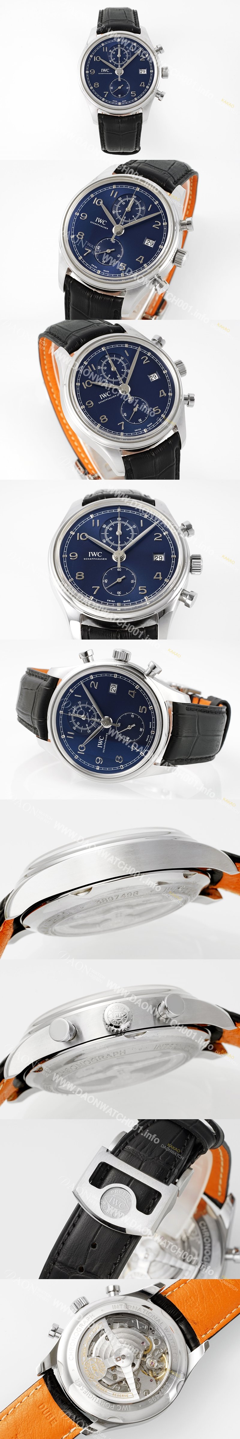 SA급 아이더블유씨 남성용 포루투기즈 IW390302 크로노그래프 42mm 오토매틱 무브먼트 블루 다이얼 iwc4099 xx