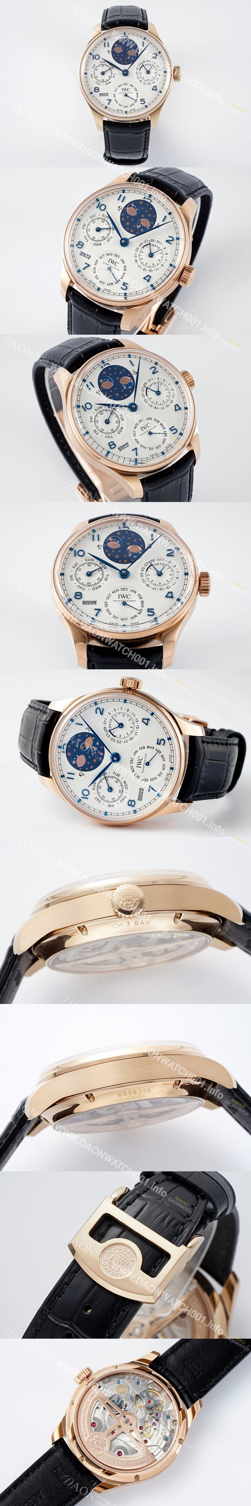 SA급 아이더블유씨 남성용 포루투기즈 IW503405 퍼페추얼 캘린더 더블 문 플래티넘 44mm 18k 로즈골드 오토매틱 무브먼트 화이트 다이얼 iwc4110 xx