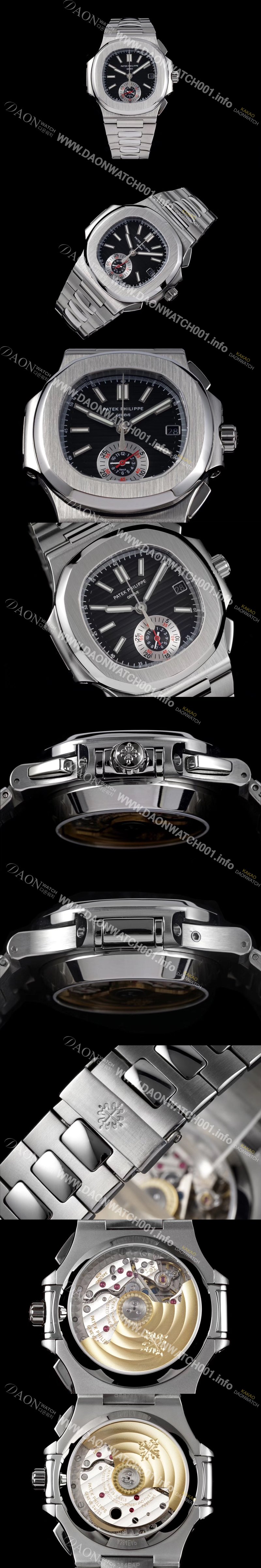 SA급 파텍필립 남성용 노틸러스 5980/1A-014 오토매틱 Cal.CH 28-520 C 타입 40.5mm 메탈줄 블랙 다이얼 pat2225 xx